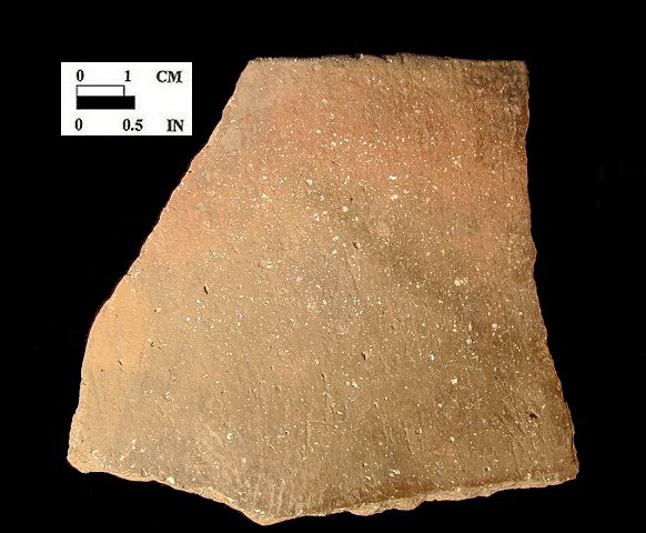 Keyser smoothed over cord-marked rim sherd from Hughes site 18MO1, Feature 22.